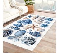 WQBQKKX 3D Sea Light Blue Ocean Wave Beach Rugs Retro Animals Summer Carpet, Washable Non Slip Small Rug, Soft Low Pile Patterned Area Rug & Home Decor & Gifts(Blue 46)-90x150cm