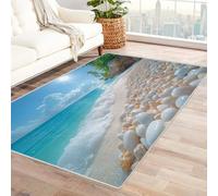 WQBQKKX 3D Sea Light Blue Ocean Wave Beach Rugs Waves Rugs for Living Room Washable Rug for Bedroom Shot for Dining Room Kitchen Office(White 72)-150x180cm