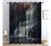 WQBQKKX Abstract Line Curtains For Living Room Rivers Green Patterned Curtains Vintage Art Deco Drapes Thermal Insulated Room Darkening Curtain-52 W x 72" L (Pack of 2)