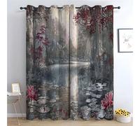 WQBQKKX Abstract Line Curtains Retro Lakes Boho Home/Office Artistic Decor Vivid Insulated Energy Efficient Shades for Bedroom Living Room-52 W x 72" L (Pack of 2)