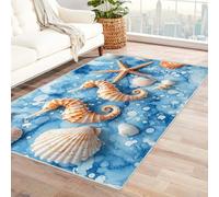 WQBQKKX Beach Ocean Themed Area Rug Cute Animals Large Sea Wave Area Rugs for Bedroom-Cute Garden Mat Non-Slip Sofa Mat(Blue 43)-240x300cm