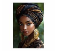 WQBQKKX Black Women Wall Art African American Women Canvas Wall Art Abstract Abstract Florals Landscape Picture Textured Painting Artwork Large for Living Room(Gold 8)-30x45cm Unframed