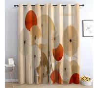 WQBQKKX Boho Abstract Line Curtains, Vintage Printed Living Room Darkening Leaves Farmhouse Flower Print Decorative Grommet Window Drapes Blackout Curtains for Bedroom-52 W x 90" L (Pack of 2)