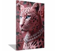 WQBQKKX Colourful Animal Canvas Wall Art Retro Posters Prints Paintings for Home Living Room Bedroom Decoration(Pink 46)-70x100cm Framed