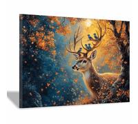 WQBQKKX Nature Winter Landscape Canvas Wall Art Painting Forest Deer Nature Landscape Winter Scenery Painting Living Room Wall Decor(Orange 81)-80x120cm Framed