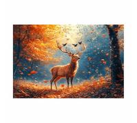 WQBQKKX Nature Winter Landscape Canvas Wall Art Painting Forest Deer Prints Poster Spring Wall Decor for Gallery Living Room Bedroom(Orange 63)-30x45cm Unframed