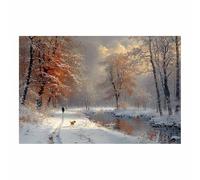 WQBQKKX Nature Winter Landscape Canvas Wall Art Painting Forest Scenery Prints Poster Spring Wall Decor for Gallery Living Room Bedroom(Orange 45)-60x80cm Unframed