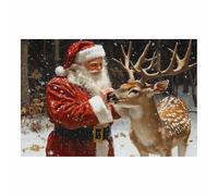 WQBQKKX Nature Winter Landscape Posters Canvas Wall Art Decor Christmas Deer Poster Funny Pictures For Home Living Room Modern Decor Decoration(Gold 55)-60x80cm Unframed