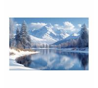 WQBQKKX Nature Winter Landscape Posters Canvas Wall Art Decor Forest scenery Poster Funny Pictures For Home Living Room Modern Decor Decoration(Blue 1)-60x80cm Unframed