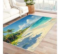 WQBQKKX Ocean Beach Summer Indoor Modern Contemporary Area Rug Nature Clouds Rugs for Living Room Washable Rug for Bedroom Shot for Dining Room Kitchen Office(Green 12)-120x180cm