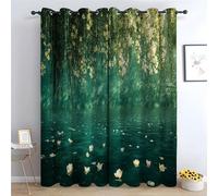 WQBQKKX Plant Curtain Blackout, Spring Botanical Curtains Landscape Printed Home Decoration Luxury Thermal Insulated Blackout Window Treatment Set for Living Room-52 W x 108" L (Pack of 2)