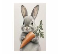 WQBQKKX Spring Easter Bunny Wall Art Canvas Prints Colorful & Cute Posters Prints Paintings for Home Living Room Bedroom Decoration(Orange 47)-20x30cm Unframed