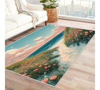 WQBQKKX Summer Beach Area Rugs, Ocean Seaside Rug Grassland Non Slip Soft Indoor Door Mat - Small Area Rug Room Decorations(Green 78)-210x300cm