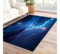 WQBQKKX Summer Beach Area Rugs, Ocean Seaside Rug Moon Waves Rugs for Living Room Washable Rugs for Bedroom Shot for Dining Room Kitchen Office(Blue 26)-240x300cm