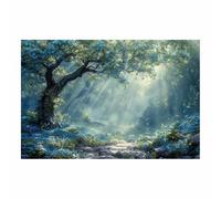 WQBQKKX Tree Of Life Large Canvas Wall Art Abstract Forest Nature Landscape Winter Scenery Painting Living Room Wall Decor(Blue 54)-50x70cm Unframed
