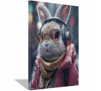 WQBQKKX Vintage Easter Bunny & Floral Canvas Wall Art Minimalist & Cute Painting Picture Spring Easter Wall Decor for Home Farmhouse Kitchen(Black 26)-50x70cm Framed