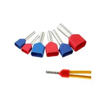 WQBQXNY 100PCS Red Copper Insulated Ferrules Cord End Crimp Terminal Double Wire Connector Pin Electrical Connector TE7508 DGTVE(3,100PCS_TE10-14)