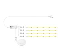 WQBQXNY Hand Scan Switch Penetrable Wood Touch Sensor LED Under Cabinet Light LED Strip Parallel Lamp Closet Shelves Decor(Warm White,4PCS LED Strip_2M_EU Power Plug)