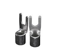 WQBQXNY UT UT4-4/5/6/8/10 4mm2 Wire Cable Connection Copper U Fork Electrical Connector Lug Spade Bare Non Insulated Crimp(UT 4-5 (Copper),Quantity-50Pieces)