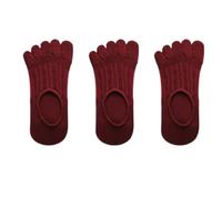 WQCMH 3pairs Women'S Five Finger Socks Summer Cotton Breathable Invisible Ankle Short Boat Sock Elasticity Ladies Sox(3pairs-Wine Red,one size)