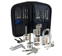 WQCMH Lock Picking Kit Lock Pick Set with Transparent Training Locks Key Extractors & Locks Picking Tools for Lockpicking, Guide for Beginner and Locksmith Training(C)