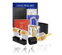 WQCMH Lock Picking Kit Lock Pick Set with Transparent Training Locks Key Extractors & Locks Picking Tools for Lockpicking, Guide for Beginner(Black-E)