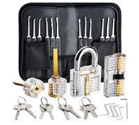 WQCMH Lock Picking Kit Lock Pick Set with Transparent Training Locks Key Extractors & Locks Picking Tools for Lockpicking, Guide for Beginner and Locksmith Training(Q)