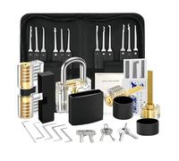 WQCMH Lock Picking Kit Lock Pick Set with Transparent Training Locks Key Extractors & Locks Picking Tools for Lockpicking, Guide for Beginner and Locksmith Training(B)