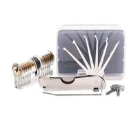 WQCMH Lock Picking Kit Lock Pick Set with Transparent Training Locks Key Extractors & Locks Picking Tools for Lockpicking, Guide for Beginner and Locksmith Training(D)