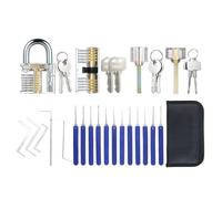 WQCMH Lock Picking Kit Lock Pick Set with Transparent Training Locks Key Extractors & Locks Picking Tools for Lockpicking, Guide for Beginner and Locksmith Training(M)