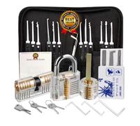 WQCMH Lock Picking Kit Lock Pick Set with Transparent Training Locks Key Extractors & Locks Picking Tools for Lockpicking, Guide for Beginner(Black)