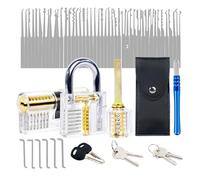 WQCMH Lock Picking Kit Lock Pick Set with Transparent Training Locks Key Extractors & Locks Picking Tools for Lockpicking, Guide for Beginner and Locksmith Training(P)