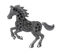 WQCMH Vintage Enamel Horse Brooch For Man And Wome Creative Personality Pin Punk Accessories Party Cool Trendy Gifts(Black)