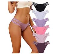 WQCMH Women Lace Seamless Underwear for Women High Cut V-waist No Show Ladies Briefs Panties Multipac.(colorful,Large)