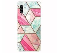 WQCSH Compatible with Samsung Galax A90 5G Case Ultra Thin Anti Shockproof TPU Silicone Painted Pattern Scratch Resistant Cover+1PCS Screen Protector-Red Marble