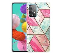 WQCSH Compatible with Samsung Galaxy A13 4G Case Ultra Thin Anti Shockproof TPU Silicone Painted Pattern Scratch Resistant Cover+1PCS Screen Protector-Red Marble