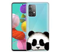 WQCSH Compatible with Samsung Galaxy A13 4G Case Ultra Thin Anti Shockproof TPU Silicone Painted Pattern Scratch Resistant Cover+1PCS Screen Protector-Panda