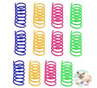 WQEDVN 12 PCS Cat Springs Toy, Cat Spring Toys, Spring Cat Toys, Springs for Cats, Plastic Coil Spiral Springs, For Cat Bouncing Play Training Fun Gift for Cats (Green, Yellow, Purple, Blue)