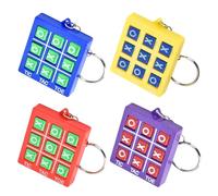 WQEDVN 4 PCS Keyrings for Kids, Mini Games for Party Bags, Mini Gifts for Kids, Tic Tac Toe Keychain, For Birthday Party Kids (Red, Blue, Yellow, Purple)