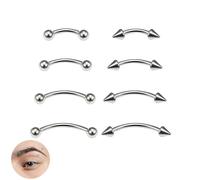 WQEDVN8pc Vertical Labret Lip Bars, Eyebrow Piercing Jewellery, Curved Barbell Piercing for Women Men (6/8/10/12mm)