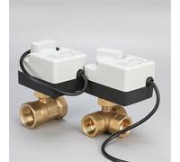 WQGQPXOB 3 Way AC220 DN15 G1/2 to DN40 G1-1/2 Wires Brass Motorized Ball Valve/Electric Actuator Motor with Manual Switch Function(DN25)