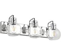 WQHPLMD 3-Light Bathroom Light Fixtures Over Mirror Bathroom Vanity Light Fixtures Chrome E27 Vanity Light Wall Sconce with Clear Glass Shade for Bedroom Hallway Farmhouse