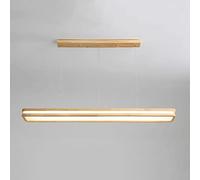 WQHPLMD 36W Dimmable LED Linear Wood Pendant Light Cold Warm 35.4" Bar Long Chandelier Farmhouse Rustic Hanging Ceiling Light Acrylic Lamp for Kitchen Island Dining Room Restaurant