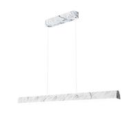 WQHPLMD 39" White Marble Linear Pendant Light Long Linear Chandelier for Dining Table 40W LED Long Tube Hanging Lamp Minimalism Nordic Ceiling Pendant Lamp for Kitchen Living Room Office