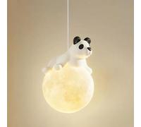 WQHPLMD 3D Paint Moon Pendant Light for Bedroom Single Milk White Planet Lamp 3-Light Hanging Light Ceiling Cute Cartoon Panda Nursery Chandelier for Girl Boy Room Bedside