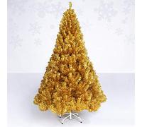 WQHPLMD 6FT Spruce Hinged Artificial Christmas Tree,Gold Decoration Unlit Christmas Treet Metal Stand,Holiday Decor Easy Assembly The New