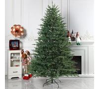WQHPLMD 7 FT Artificial Christmas Tree with 1350 PE Branch Tips, Unlit Hinged Spruce Fake Xmas Trees, Foldable Base for Home, Office, Shops, Hotels Decoration,10FT