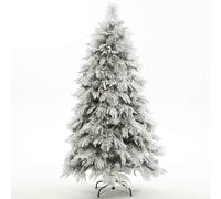 WQHPLMD 7 FT Artificial Snow Flocked Christmas Tree, Snowy Hinged Pine Tree, PVC Needles/Solid Metal Stand, Xmas Full Tree for Indoor And Outdoor,M