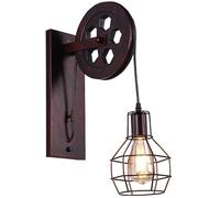 WQHPLMD American Retro Indoor Wall Light E27 Single Head Wrought Iron Wall Sconce Lamps Lighting Fixture Traditional Bedside Bedroom Living Room Interior Entrance Lighting