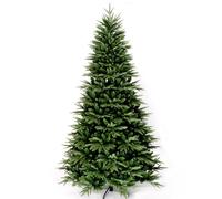 WQHPLMD Artificial Christmas Tree with PE&PVC Mixed Branch Tips, Unlit Hinged Spruce Fake Xmas Trees, Foldable Base for Home, Office, Party Decoration,7FT